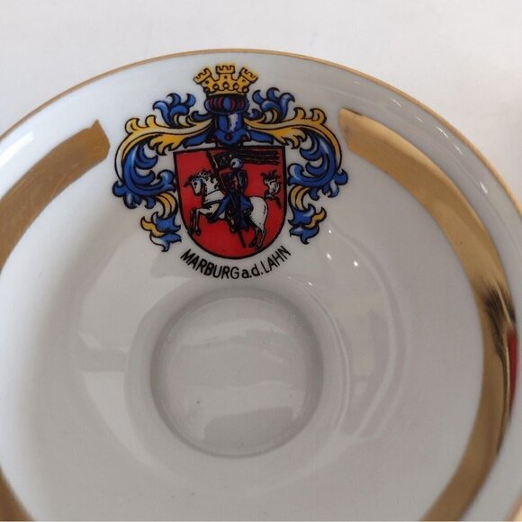 Arzberg Bavaria Porcelain Morburg a.d. Lahn Germany Demitasse Teacup Saucer Gold - Picture 8 of 13